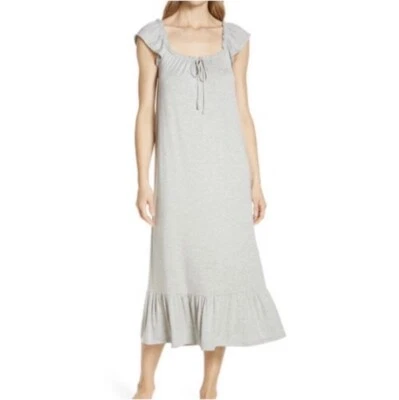 Nordstrom Moonlight eco tencel Ruffle nightgown Size S Small Gray - Image 1 of 4