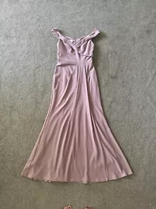 David’s Bridal festliches Kleid 4 dehnbare rosa Träger schulterfrei Hochzeit Abschlussball - Bild 1 von 9