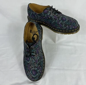 Dr. Martens 1461 Floral Jacquard Oxford Size 9 Women Men 8 Black Purple Blue - Picture 1 of 7