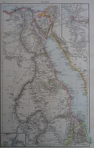 Victorian Map 1896 of EGYPT The Times Atlas 1st Gen - Afbeelding 1 van 2