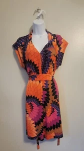 Vestido ATENCIÓN Groovy Mod Estilo Retro Estampado Audaz Años 70 Pequeño - Imagen 1 de 4