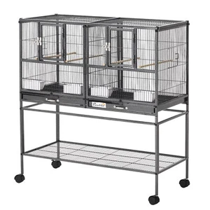 Large Divided Breeder Bird Cage with Rolling Stand Food Container Removable Tray - Picture 1 of 11