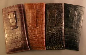  Leather embossed croco pattern Eyeglass / Glasses Case with CLIP - Various 