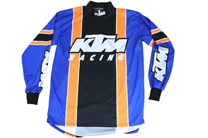 Genuine KTM Motocross Racing Shirt Black Orange Blue Uk Large - Picture 1 of 8