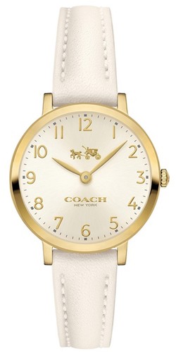 Orologio Donna Coach 14502564 Ultra Sottile Quadrante Beige Cinturino Pelle Bianco