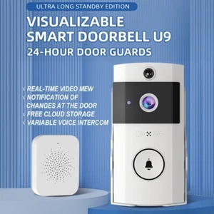 Outdoor Wireless Doorbell with Solar Cover Camera Wifi Digital Door Peepholes Wa - Bild 1 von 12