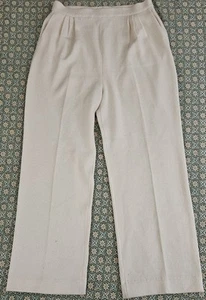 St John Collection By Marie Gray Ivory Pleated Sweater Pants Damaged Women's 10 - Picture 1 of 18