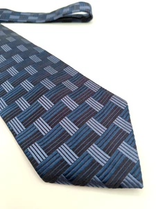 🇮🇹 Ermenegildo Zegna Mens Blue Geometric Silk Tie Made In Italy 59x3.5  - Picture 1 of 4