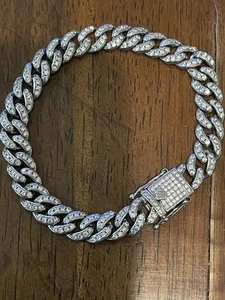 Men's Miami Cuban Link Bracelet 925 Silver 7mm 26.39 Grams - Picture 1 of 6