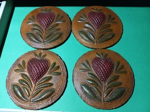 Salem Collection Treenware Ovale Butterpresse Erdbeere Dekoration - 4er Set - Bild 1 von 3