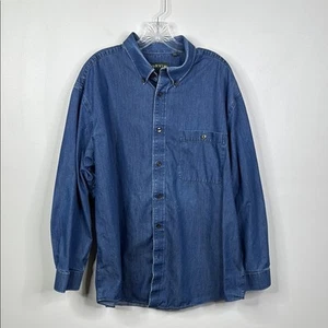 Orvis Blue Wrinkle-Free Pure Cotton Denim Shirt Men's Size Extra Large - Picture 1 of 7