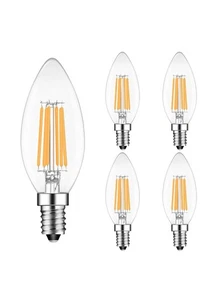 LED 4W Candle Bulb E14 SES 470lm 2700K Warm White C35 Filament Edison Pack Of 6 - Picture 1 of 6