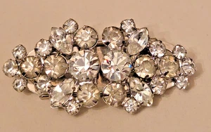 Antik Vintage Strass Silber Duett Anstecknadel Kleid Clips Brosche - Bild 1 von 8
