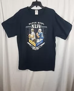 Super Bowl XLIV Saints Drew Brees vs Colts Peyton Manning T-shirt Sz Large 2010 - Picture 1 of 7