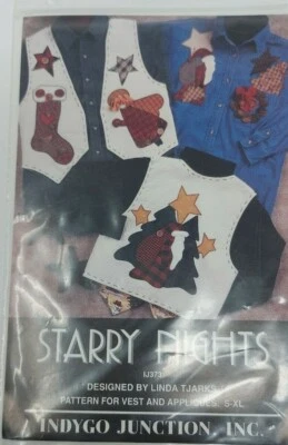 Sewing Pattern Appliques Vest Christmas Indygo Junction Starry Nights sz S- XL - Image 1 of 2