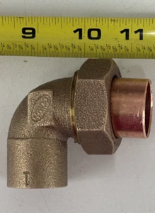 NIBCO Union Elbow: Bronze Cup x Cup 1" X 1" copper tube size, for 1-1/8" OD Tube - Picture 1 of 2
