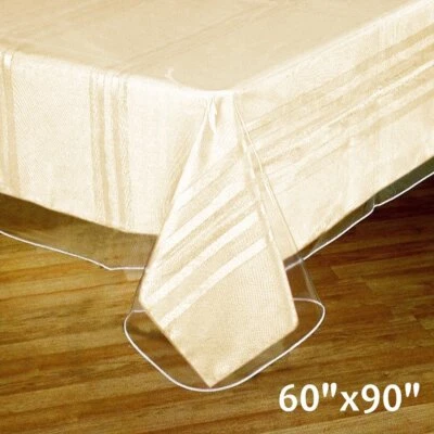6 pcs Clear Plastic Vinyl 60x90" TABLECLOTHS Protector Table Cover Wedding Party - Image 1 of 4