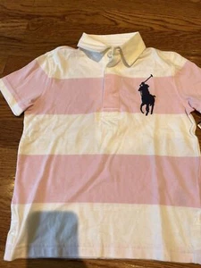 NEW ralph laurel Polo kids boys short sleeved Stripes rugby size 7 - Picture 1 of 4