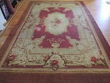 11x16  RARE Genuine Antique French Aubusson Oriental Rug ca1880 RED France