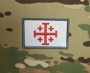 Jerusalem Christliches Kreuz Templer Aufnäher Kreuzfahrer rot weiß grau - Bild 1 von 2