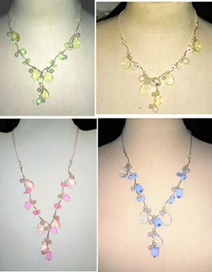 Beaded necklace choker square beads adjustable silver 16" to 19" choose color - Picture 1 of 20