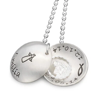 SAMAVAYA Namenskette Taufe Gravur SELIG 925 Silber Taufschmuck Kinderkette Engel Mädchen