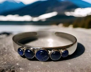 Jay King Desert Rose Trading~Sterling Silver 925 & Lapis Lazuli Cuff Bracelet - Picture 1 of 11