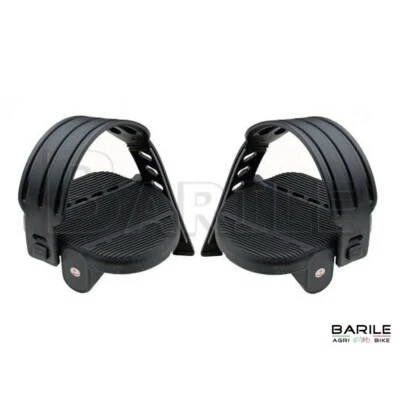BARILEAGRIBIKE Coppia Pedali CYCLETTE - CICLO CAMERA Filetto Piccolo 1 / 2 Con Cinghie Nero