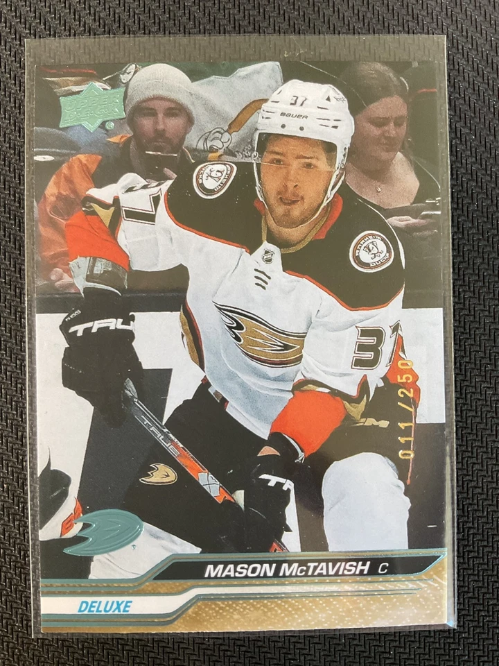 Mason McTavish 2023-24 Upper Deck Deluxe Parallel Card #011/250 - Image 1 of 1