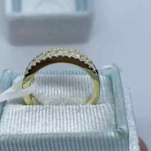 3.5Ct Round Cut Lab Created Diamond Engagement Band Ring 14k Yellow Gold Plated - Picture 1 of 4