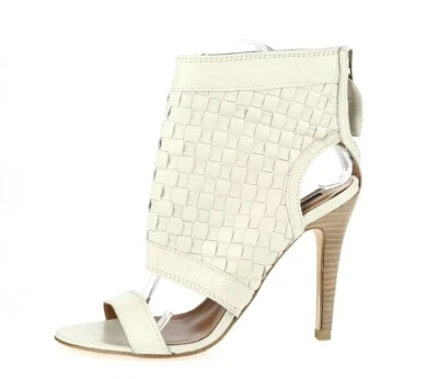 Womens MODERN VINTAGE Off White Leather Ankle Cuff Sandals Slim Heels Size 40 - Image 1 of 4