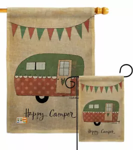 Camper Burlap Garden Flag Outdoor Camping Decorative Gift Yard House Banner - Picture 1 of 19