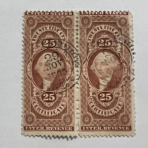 U.S. REVENUE STAMP SON CANCEL NOV, 29, 1865, 7 MONTHS AFTER END OF THE CIVIL WAR - Picture 1 of 3