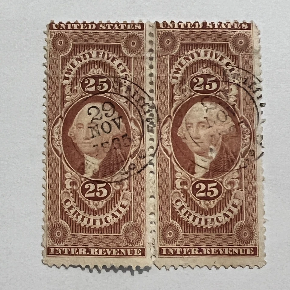 U.S. REVENUE STAMP SON CANCEL NOV, 29, 1865, 7 MONTHS AFTER END OF THE CIVIL WAR - Image 1 of 3