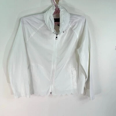 Chaqueta cortavientos ligera Banana Republic para mujer talla S blanca con capucha Foto 1 de 4