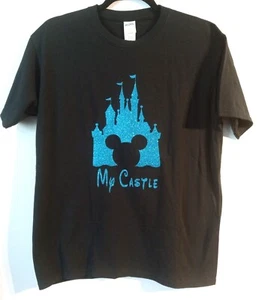 T-Shirt Kinder XL Disney blau Glitzer My Castle schwarz Mickey Mouse Jugendgröße - Bild 1 von 6