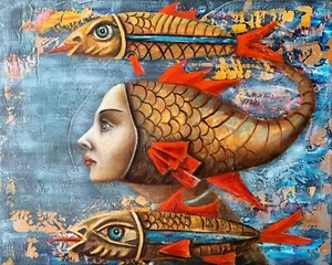 ORIGINAL Oil Painting canvas CONTEMPORARY ART surrealism by Pronkin 2025 HABITAT - Picture 1 of 6