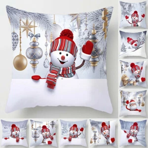 18x18" Christmas Sofa Pillow Case 3D Snowman Cushion Cover Decoration Covers - Picture 1 of 26
