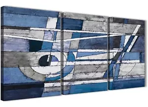 3 Piece Indigo Blue White Painting Office Canvas Art - Abstract 3404 - 126cm - Picture 1 of 5