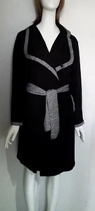 O'MOI ROBE DE CHAMBRE POUR FEMME TAILLE FR 44/46 - UK16/18 BICOLORE NOIR-BLANC - Picture 1 of 12