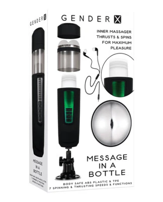 MESSAGE IN A BOTTLE MALE VIBRATING STROKER RECHARGEABLE MASTURBATOR - Image 1 of 4