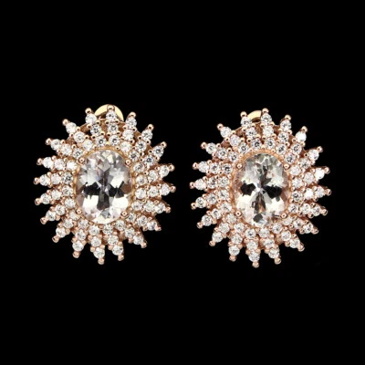 925 Sterling Silver Earrings Oval Morganite 8x6mm Natural Gemstone Jewelry - Image 1 of 4