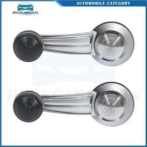 2 Pcs Window Crank Handle Fits Pontiac Cadillac Chevy LH RH Chrome Black - Picture 1 of 7