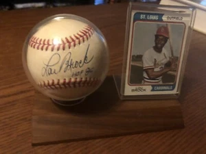 Lou Brock ⚾️HOF⚾️Signierte handsignierte Baseball und Vintage Karte. - Bild 1 von 3