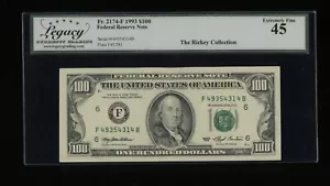 DBR 1993 $100 FRN Atlanta Fr. 2174-F Legacy 45 Serial F49354314B - Picture 1 of 2