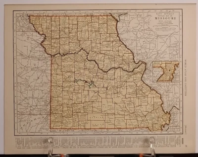 Mapa antiguo de Missouri 1940 antiguo de Collier's World Atlas & Gazetteer Foto 1 de 4