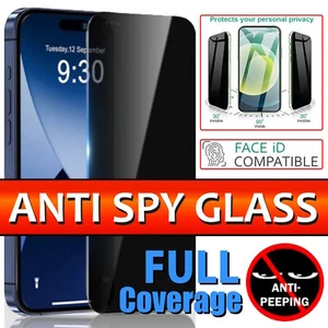 Privacy Anti-Spy Tempered Glass Screen Protector For iPhone 14 13 12 11 XR Pro - Picture 1 of 12