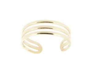 Solid 9ct Yellow Gold Triple Three Band Adjustable Toe Ring Boho Made in the UK