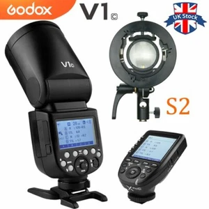 Godox V1C TTL 1/8000s HSS Round Head Speedlite Flash+S2 Bracket+Xpro-c For Canon - Picture 1 of 12