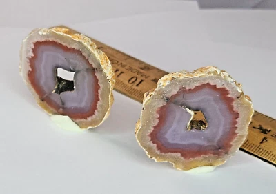 Agate Geode Pair Natural colors unpolished - Image 1 of 4